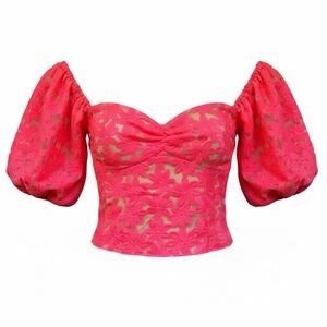 NWT Adelyn Rae Vibrant Pink Embroidered Floral Top
